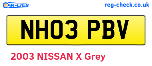 NH03PBV are the vehicle registration plates.