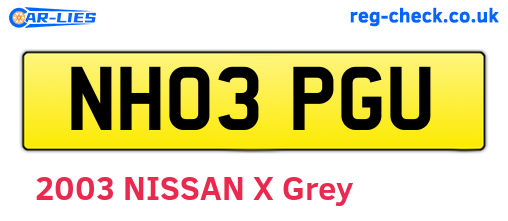 NH03PGU are the vehicle registration plates.