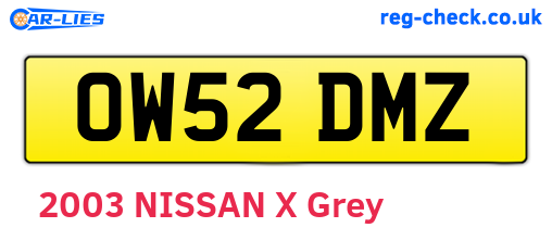 OW52DMZ are the vehicle registration plates.