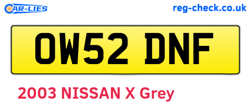 OW52DNF are the vehicle registration plates.