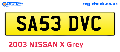 SA53DVC are the vehicle registration plates.