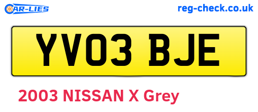 YV03BJE are the vehicle registration plates.