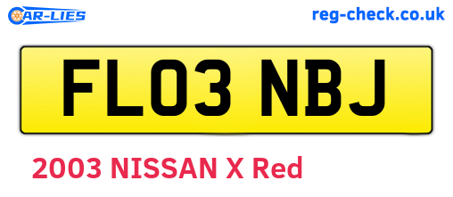 FL03NBJ are the vehicle registration plates.
