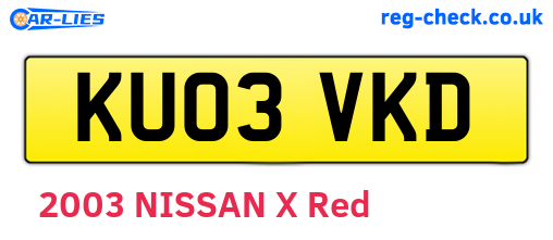 KU03VKD are the vehicle registration plates.