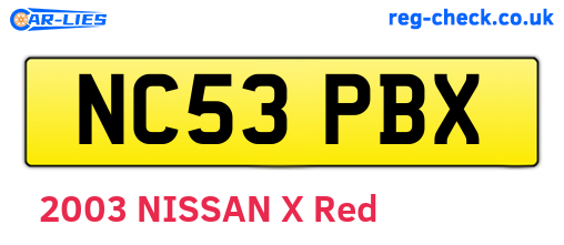 NC53PBX are the vehicle registration plates.