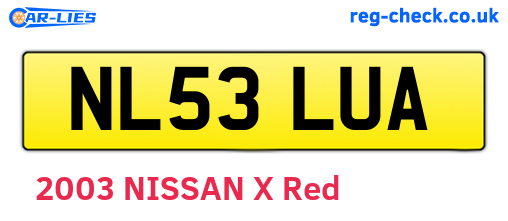 NL53LUA are the vehicle registration plates.