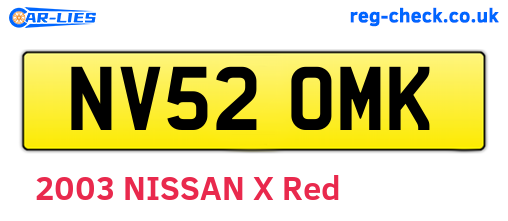 NV52OMK are the vehicle registration plates.