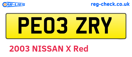 PE03ZRY are the vehicle registration plates.