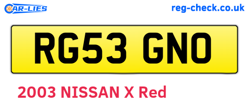 RG53GNO are the vehicle registration plates.