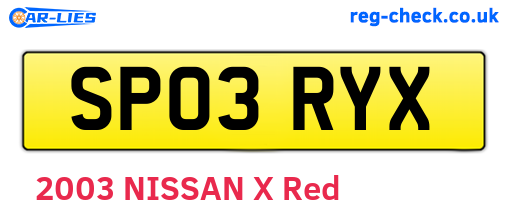 SP03RYX are the vehicle registration plates.