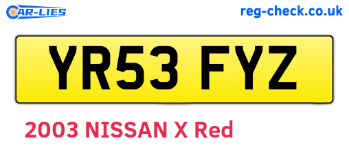 YR53FYZ are the vehicle registration plates.