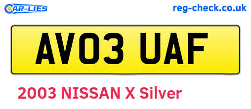 AV03UAF are the vehicle registration plates.