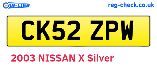 CK52ZPW are the vehicle registration plates.