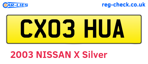 CX03HUA are the vehicle registration plates.
