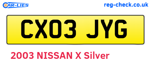 CX03JYG are the vehicle registration plates.