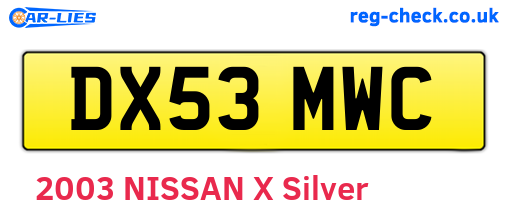 DX53MWC are the vehicle registration plates.