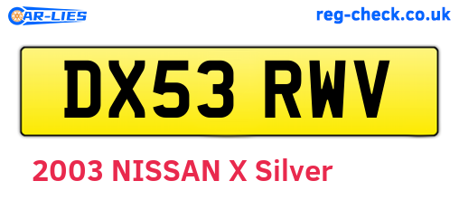 DX53RWV are the vehicle registration plates.