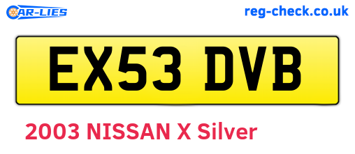 EX53DVB are the vehicle registration plates.
