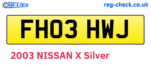 FH03HWJ are the vehicle registration plates.