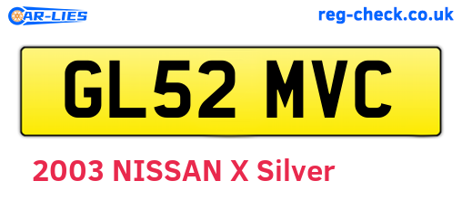 GL52MVC are the vehicle registration plates.