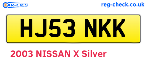 HJ53NKK are the vehicle registration plates.