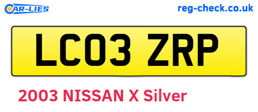 LC03ZRP are the vehicle registration plates.