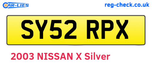 SY52RPX are the vehicle registration plates.