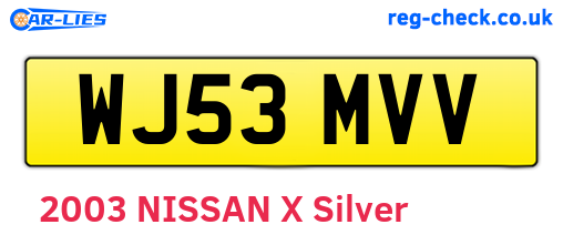 WJ53MVV are the vehicle registration plates.