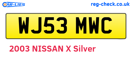 WJ53MWC are the vehicle registration plates.