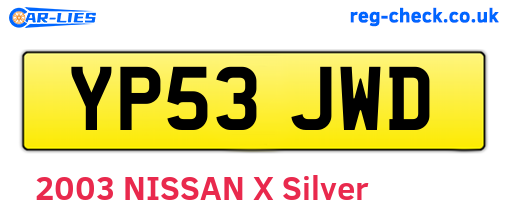 YP53JWD are the vehicle registration plates.