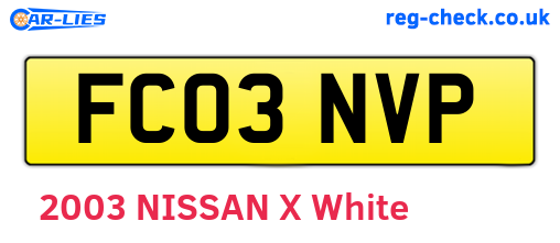 FC03NVP are the vehicle registration plates.
