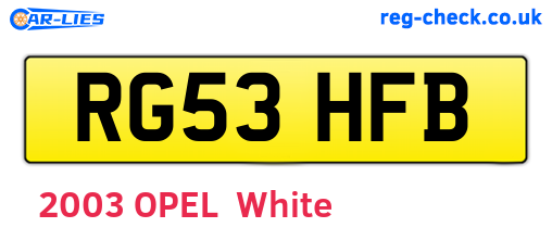 RG53HFB are the vehicle registration plates.