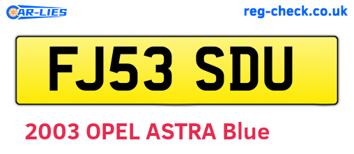 FJ53SDU are the vehicle registration plates.