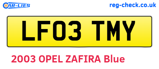 LF03TMY are the vehicle registration plates.