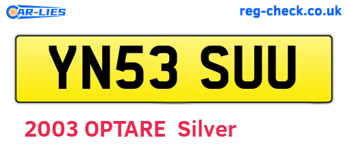 YN53SUU are the vehicle registration plates.