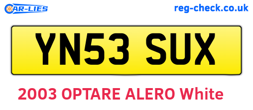 YN53SUX are the vehicle registration plates.