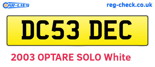 DC53DEC are the vehicle registration plates.