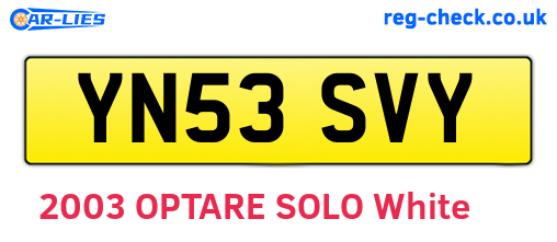 YN53SVY are the vehicle registration plates.