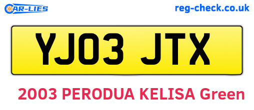 YJ03JTX are the vehicle registration plates.