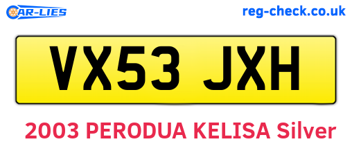 VX53JXH are the vehicle registration plates.