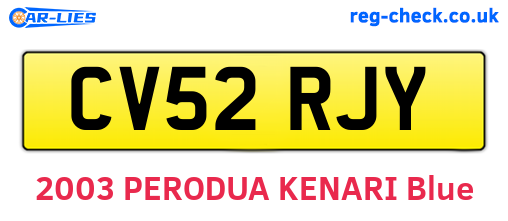 CV52RJY are the vehicle registration plates.