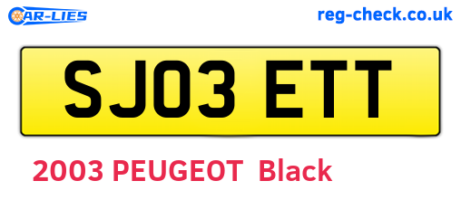 SJ03ETT are the vehicle registration plates.