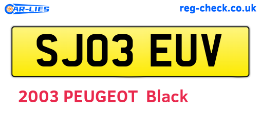 SJ03EUV are the vehicle registration plates.