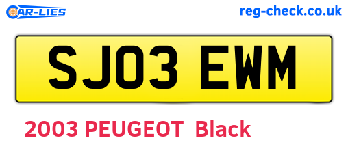SJ03EWM are the vehicle registration plates.