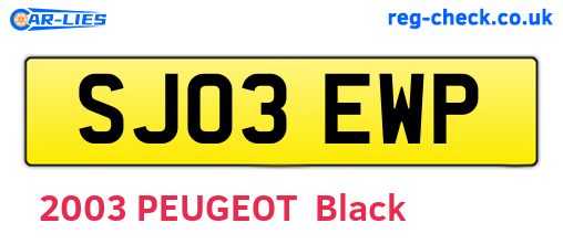SJ03EWP are the vehicle registration plates.