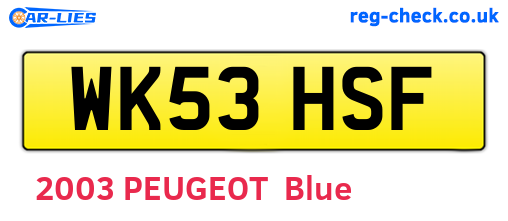WK53HSF are the vehicle registration plates.