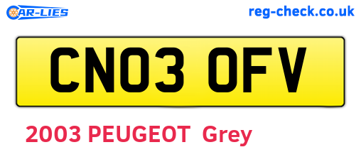 CN03OFV are the vehicle registration plates.