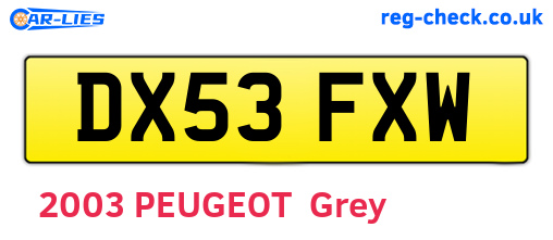 DX53FXW are the vehicle registration plates.