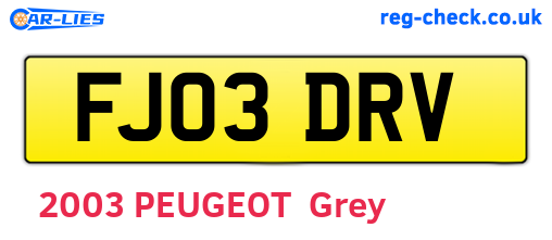 FJ03DRV are the vehicle registration plates.