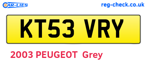KT53VRY are the vehicle registration plates.